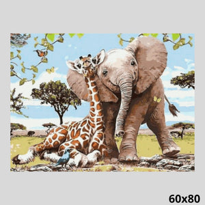 Friends Elephant and Giraffe 60x80 - Diamond Painting