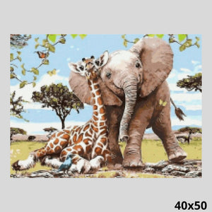 Friends Elephant and Giraffe 40x50 - Diamond Painting