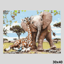 Load image into Gallery viewer, Friends Elephant and Giraffe 30x40 - Diamond Painting
