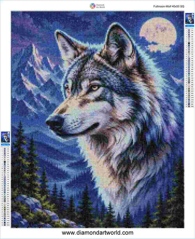 Fullmoon Wolf - Diamond painting layout