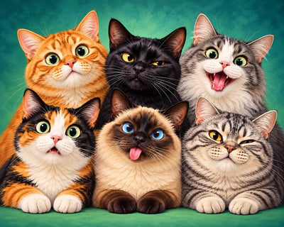 Funny Cat Faces - Diamond Painting