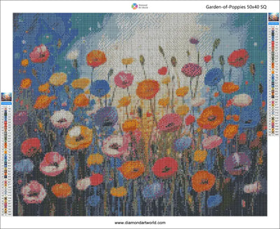 Garden of Poppies - Diamond Painting Layout