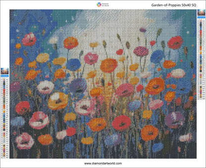 Garden of Poppies - Diamond Painting Layout