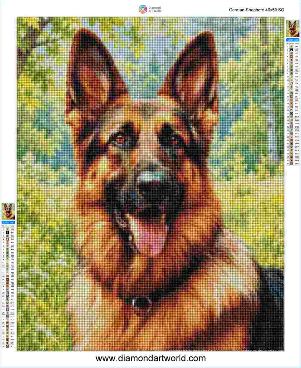 German Shepherd Diamond Painting Layout
