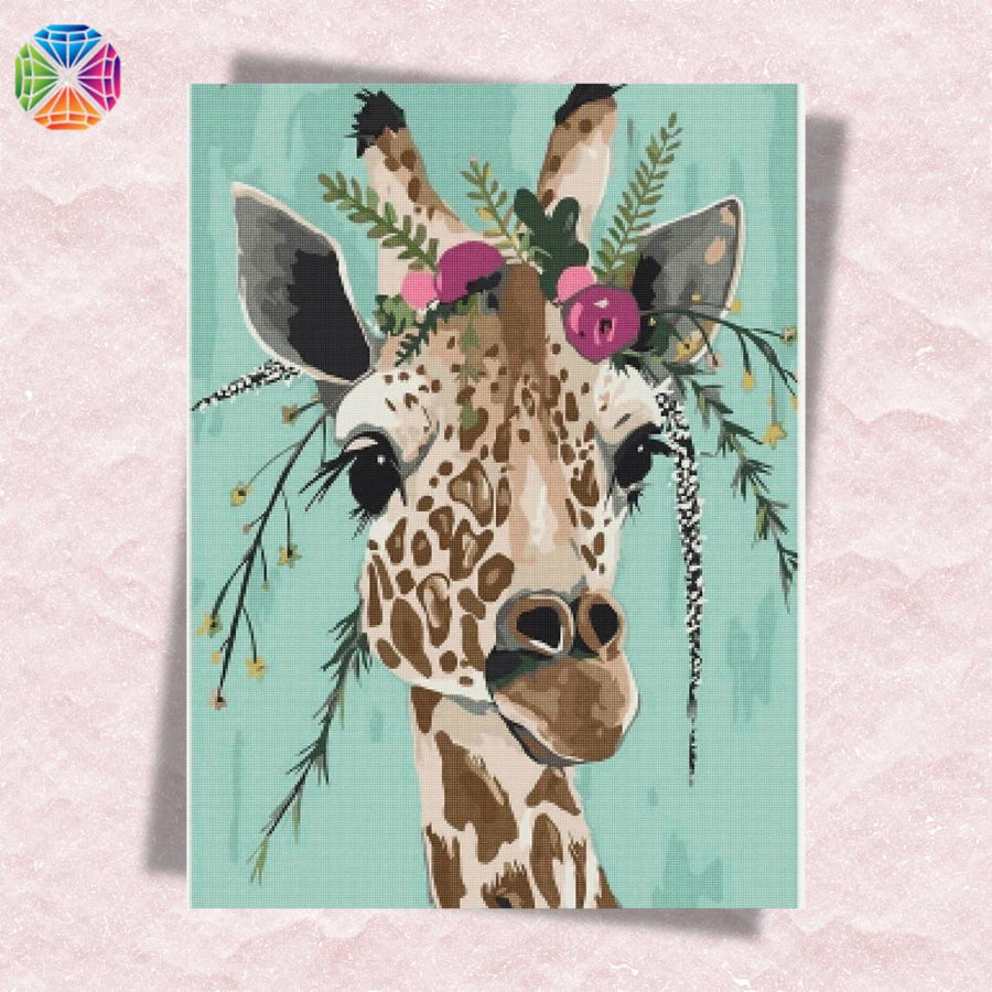 Giraffe Crowned with Flowers – Diamond Painting