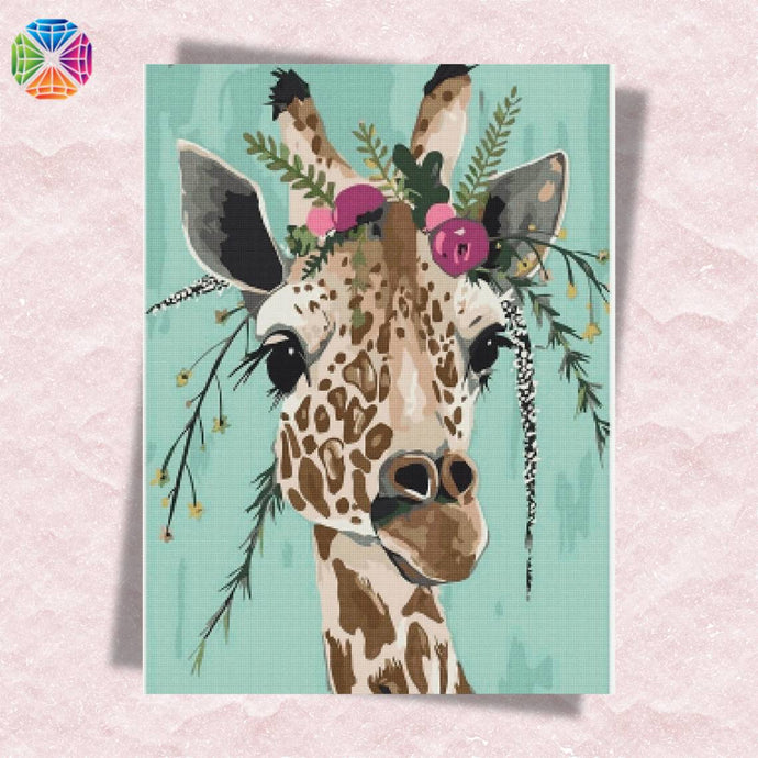 Giraffe Crowned with Flowers - Diamond Painting