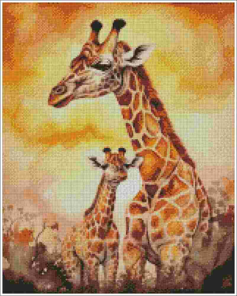 Giraffe and her Baby - Diamond Art
