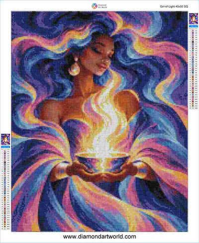 Girl of Light - Diamond Painting Layout