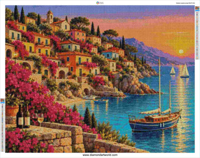 Golden Coast Sunset - Large -Diamond Painting Layout