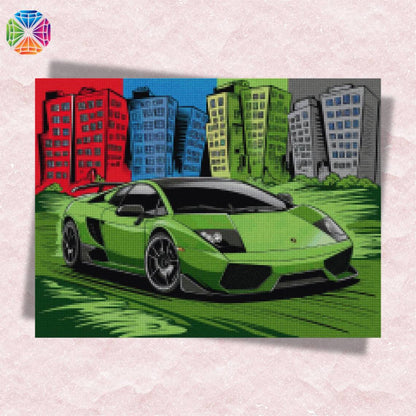 Green Lamborghini - Diamond Painting