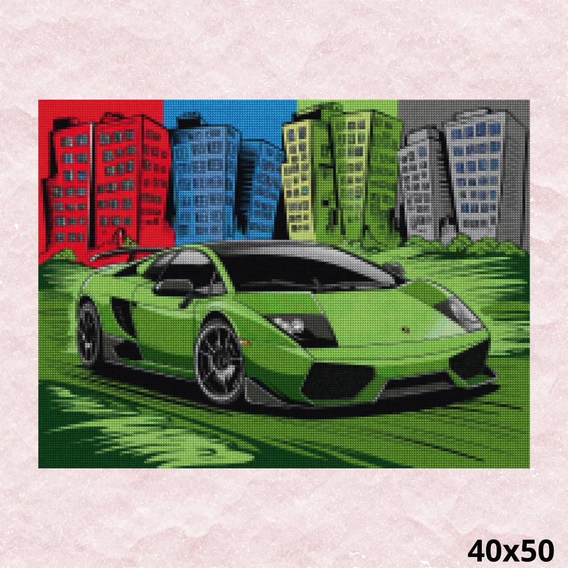 Green Lamborghini 40x50 - Diamond Painting