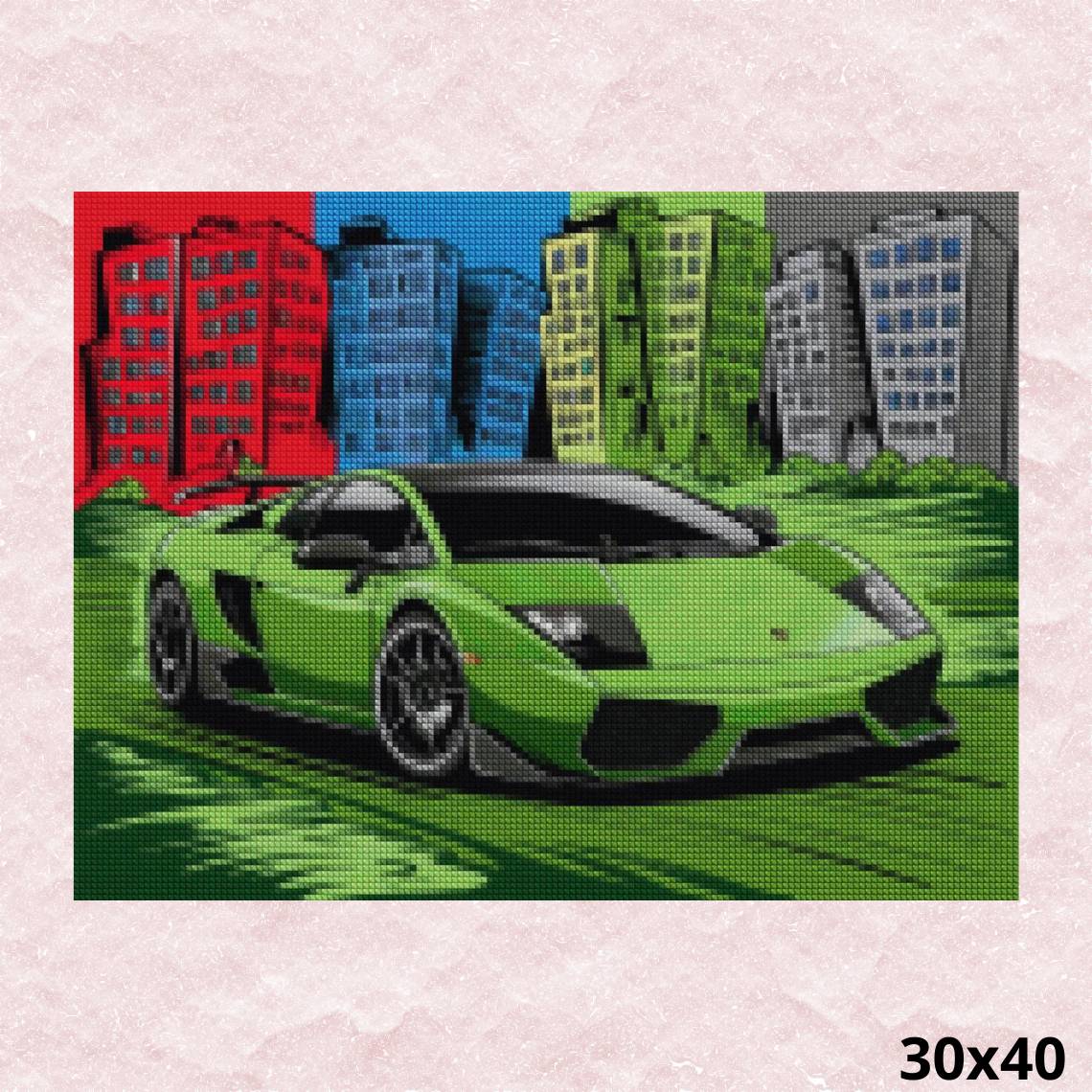 Green Lamborghini 30x40 - Diamond Painting