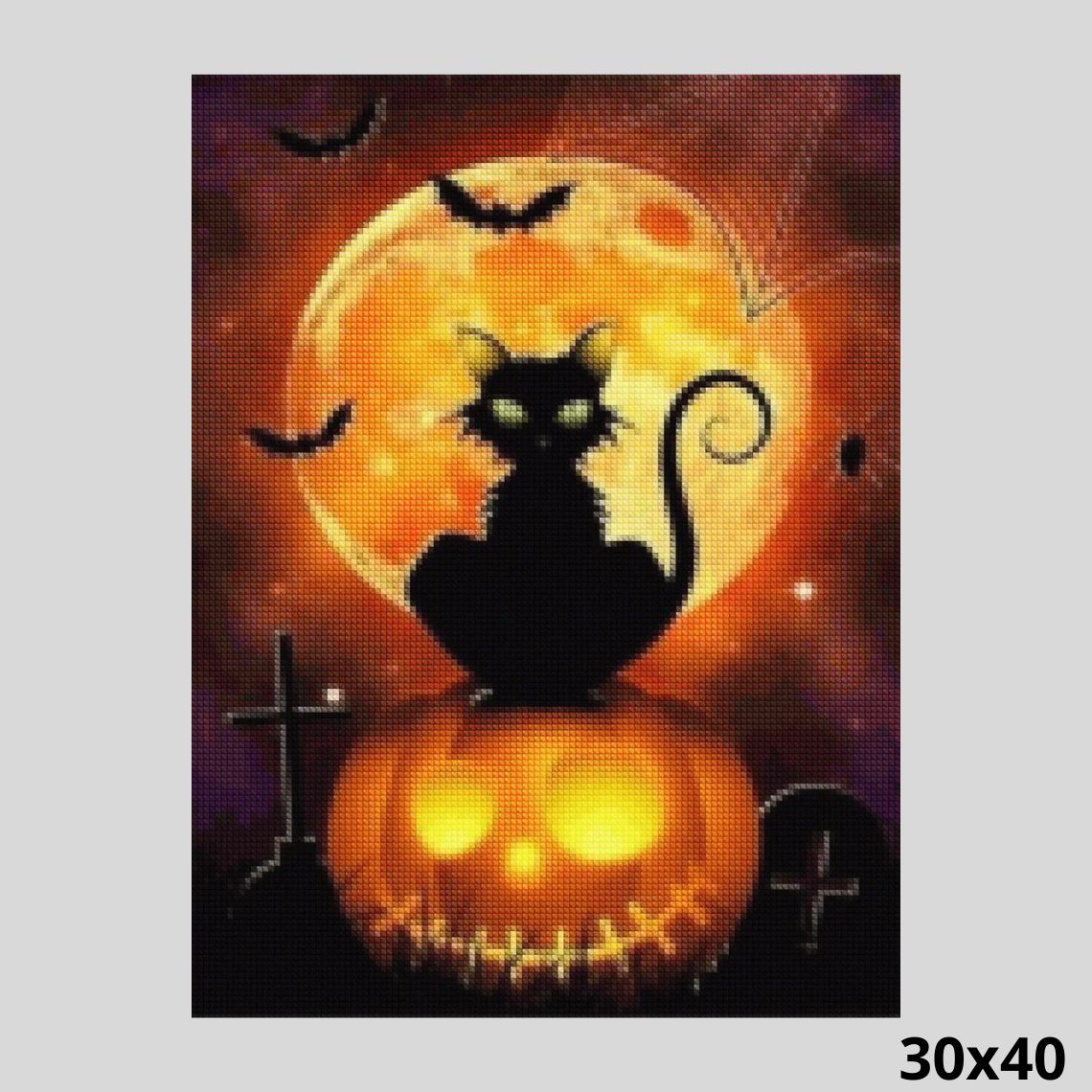 Halloween Black Cat 30x40 - Diamond Painting