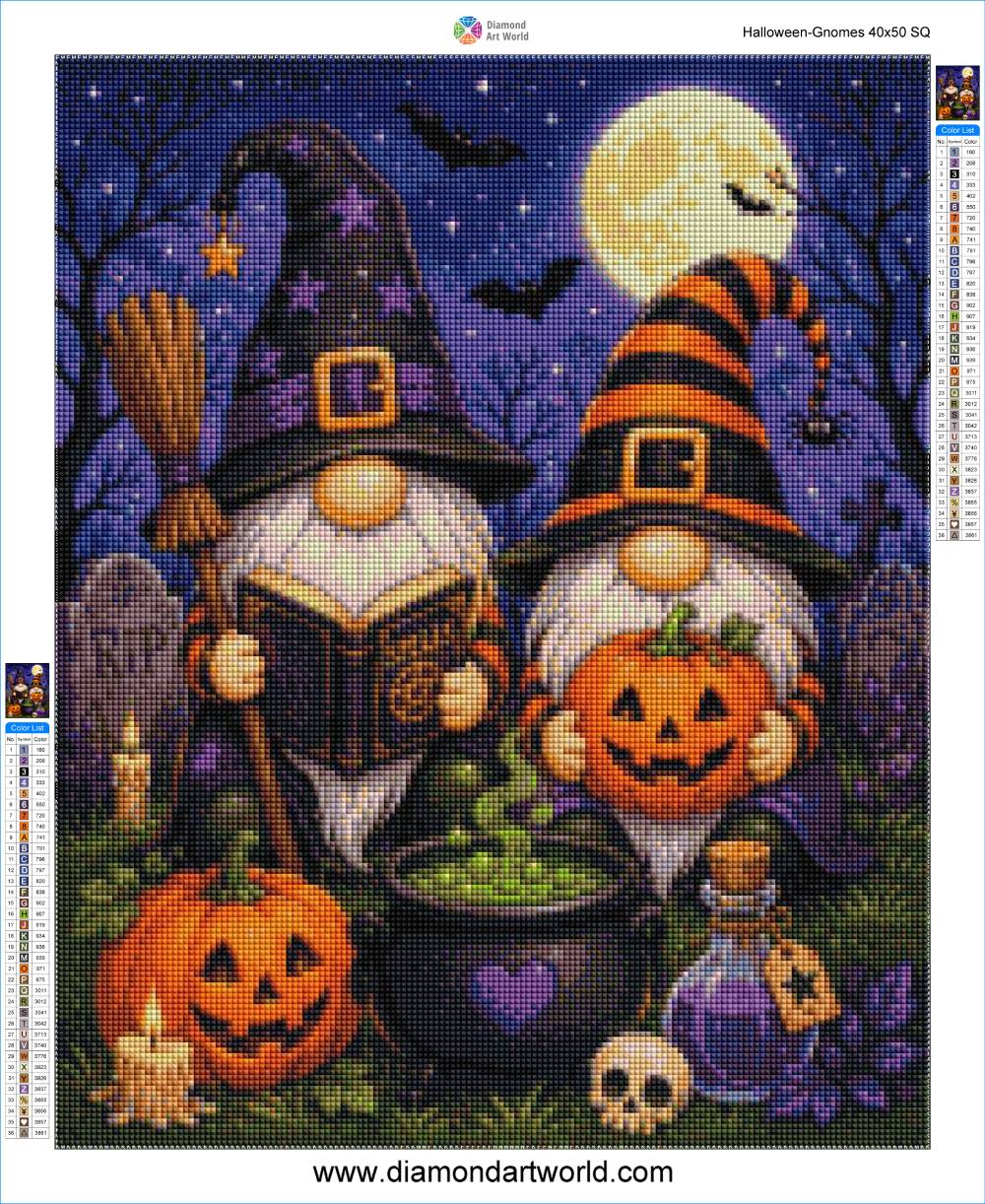 Halloween Gnomes - Diamond Painting Layout