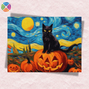 Halloween Starry Night Cat - Diamond Art