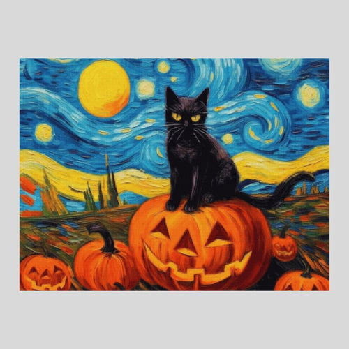 Halloween Starry Night Cat - Diamond Art