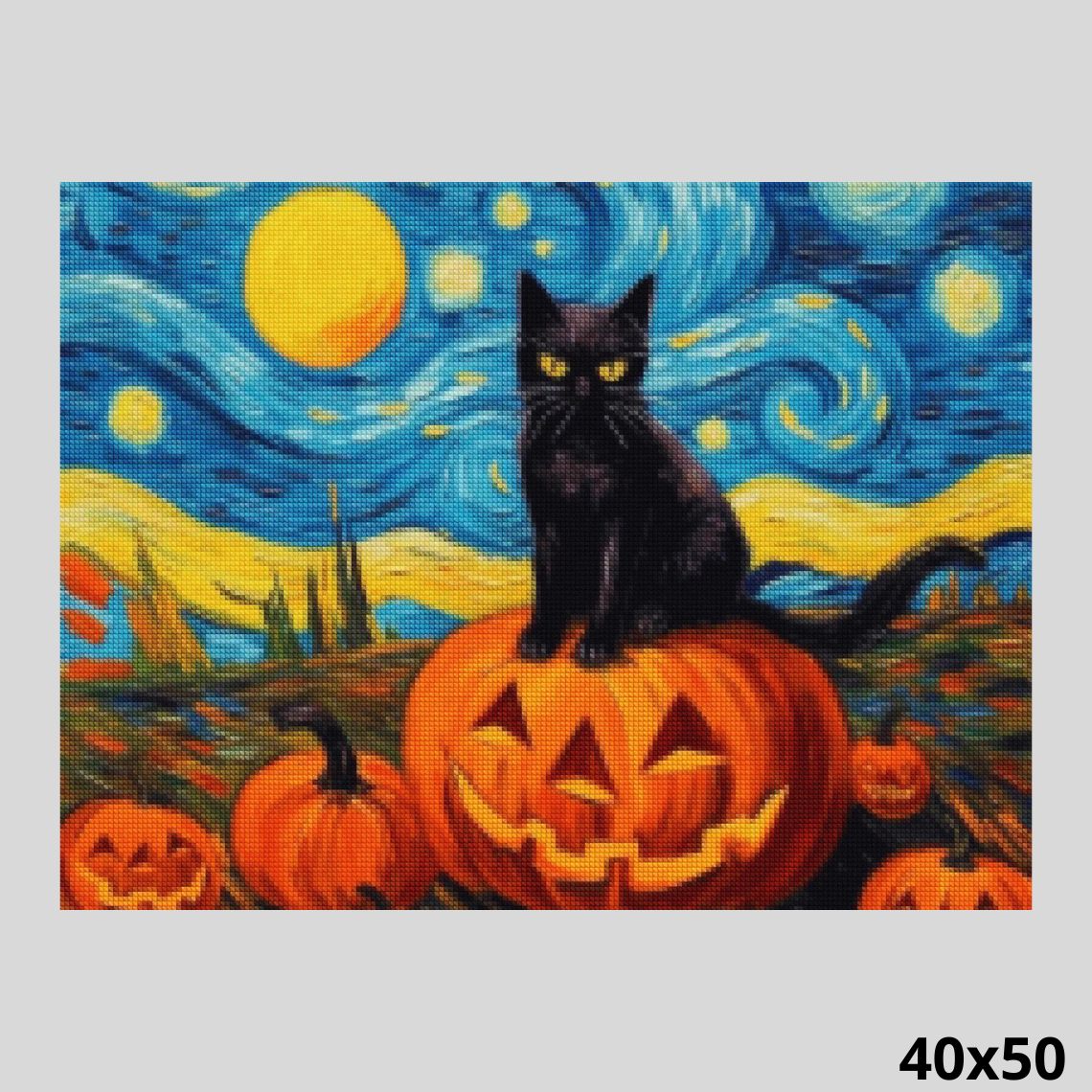 Halloween Starry Night Cat 40x50 - Diamond Art