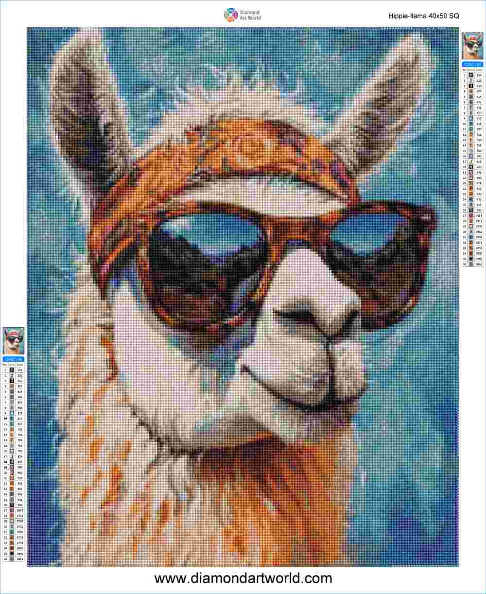 Hippie Llama - Diamond Painting Layout