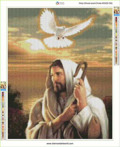 Holy Ghost and Christ - Diamond Painting Layout