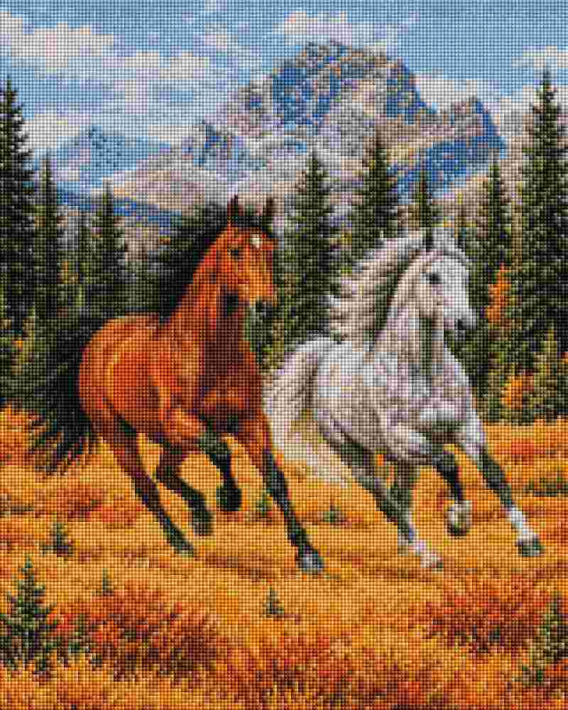 Horses in Wood - Diamond Painting