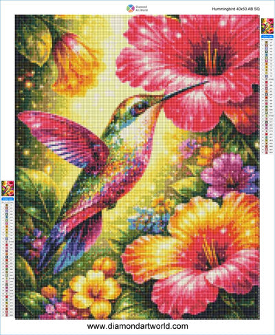 Hummingbird - AB Drills - Diamond Painting Layout