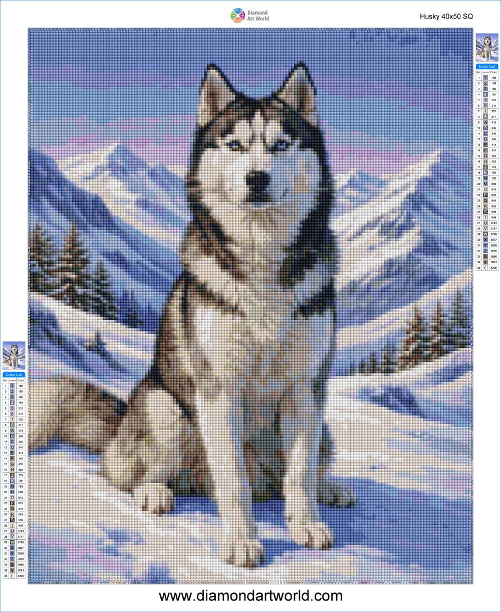 Snowy Husky - Diamond Painting Layout
