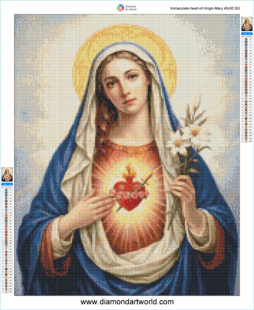 Immaculate Heart of Virgin Mary - Diamond Painting Layout