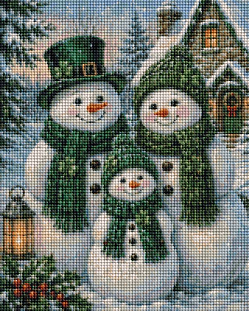 Irish Snowman Family - Diamond Art