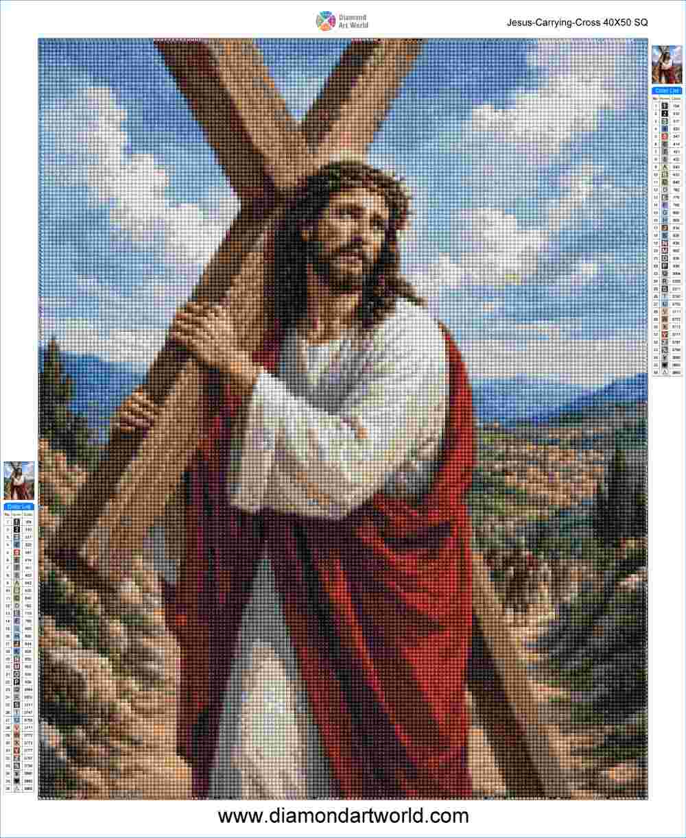 Jesus Carrying Cross - Diamond Painting Layout