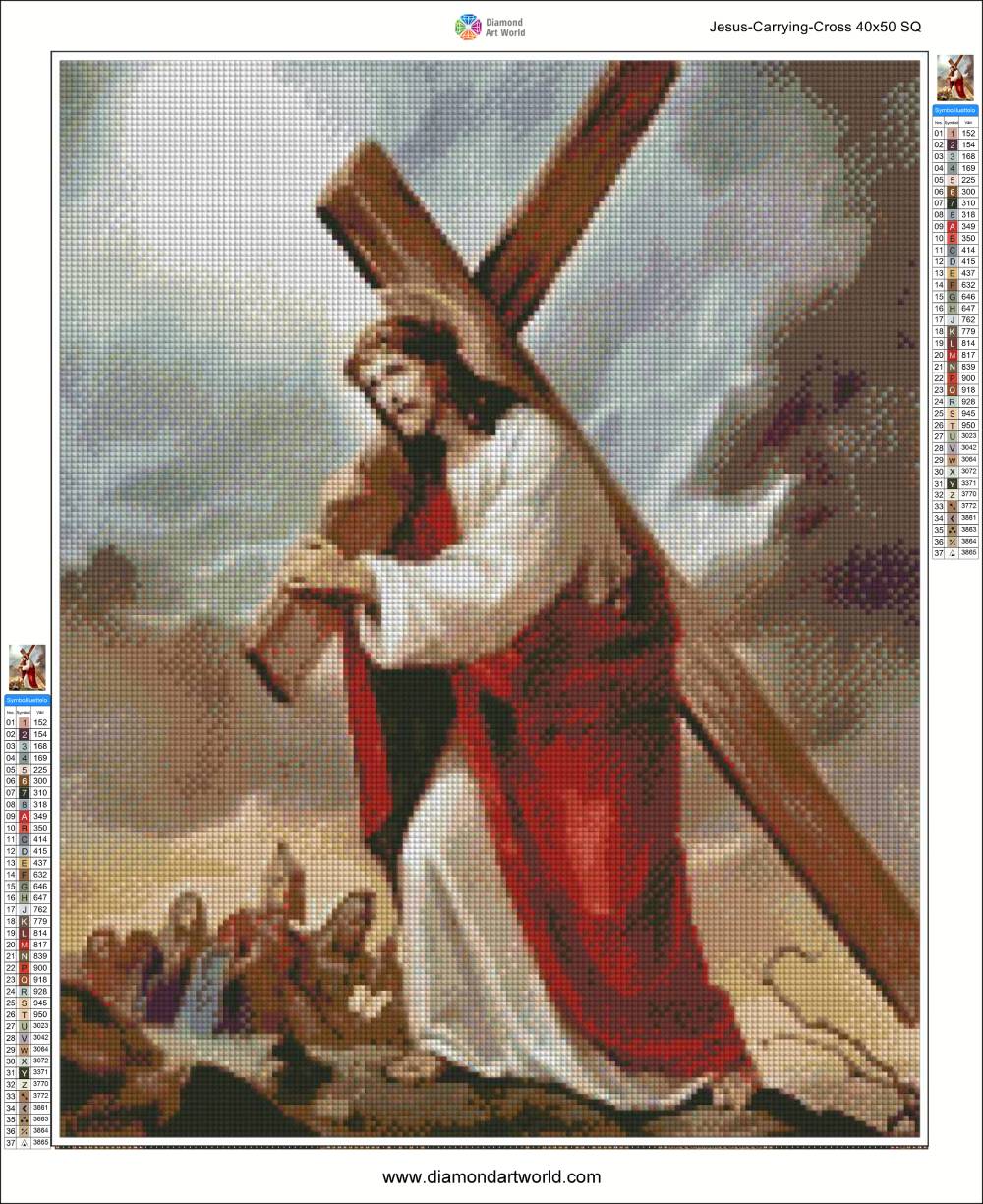 Jesus Carrying Cross - Diamond Painting Layout