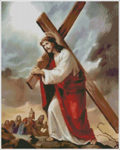 Jesus Carrying Cross - Diamond art