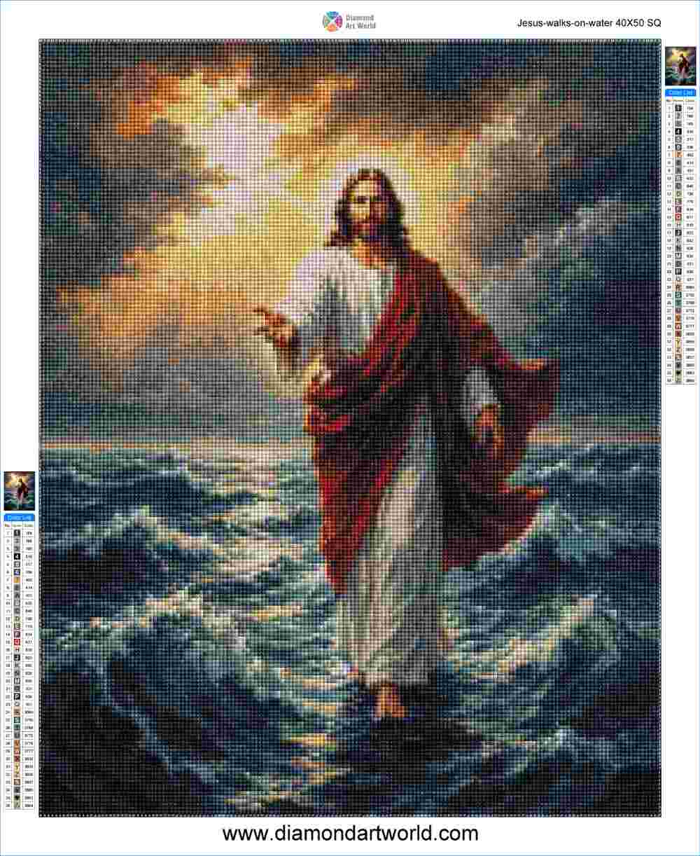 Jesus Walks on Water - Diamond Painting Layout