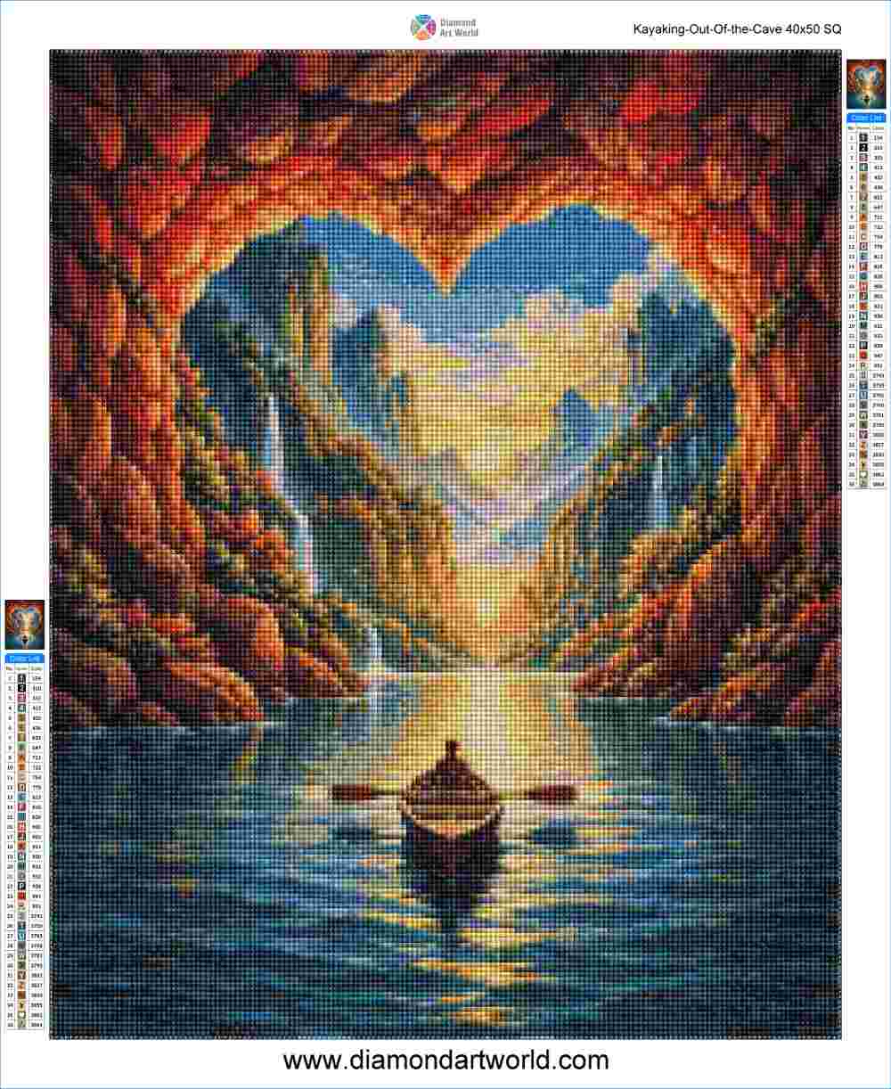 Kayaking Out Of the Cave - Diamond Painting Layout