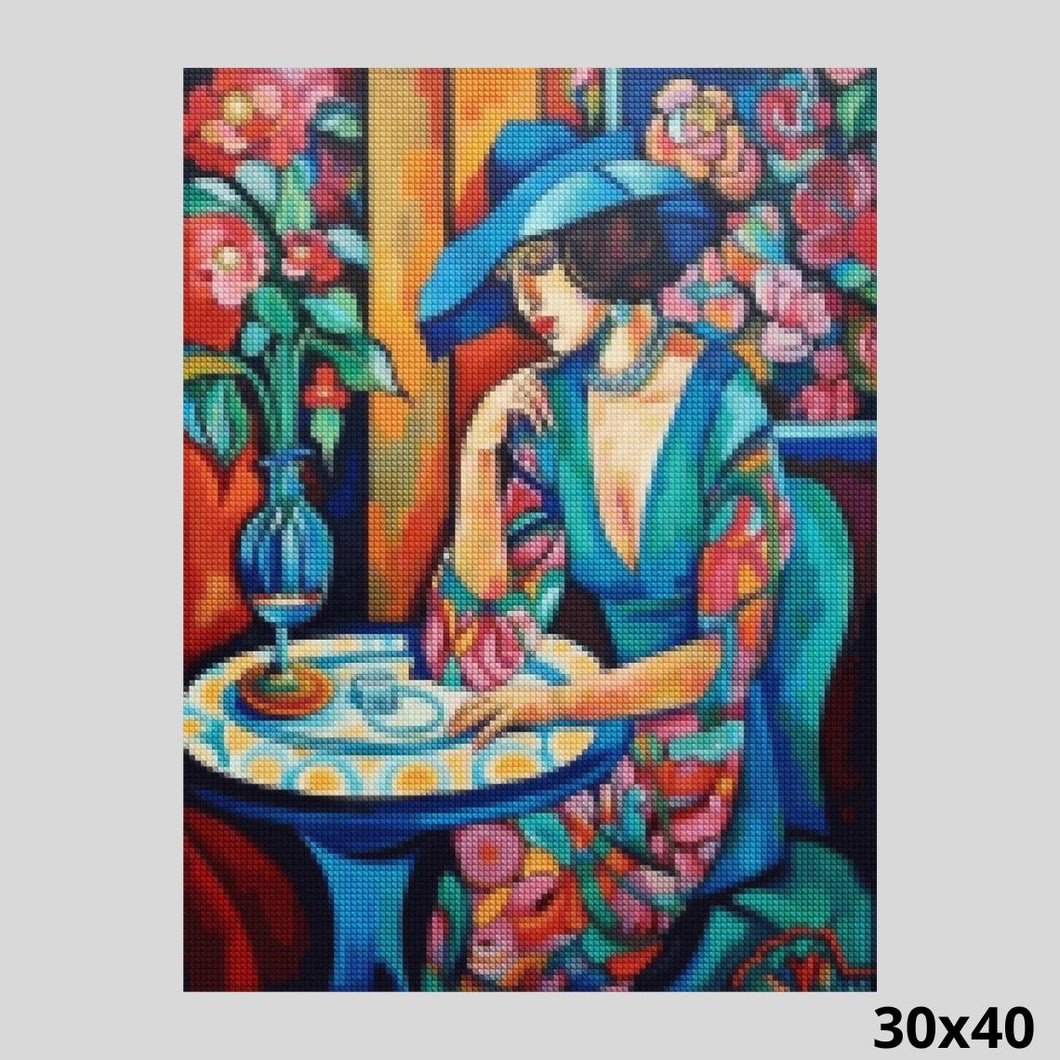 Lady in Blue 30x40 Paint wiht Diamonds