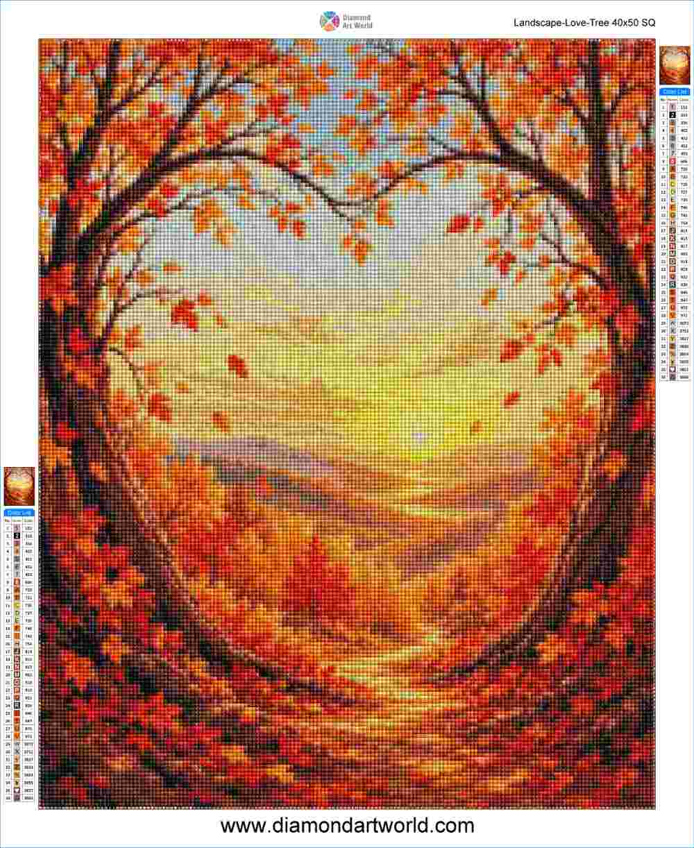 Landscape Love Tree - Diamond Painting Layout