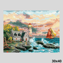 Load image into Gallery viewer, Lighthouse Coast Waves 30x40 - Diamond Art
