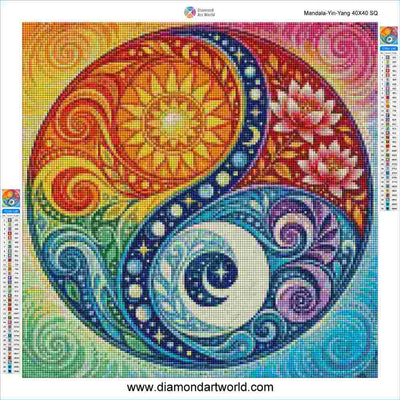 Mandala Ying - Yang - Diamond Painting Layout