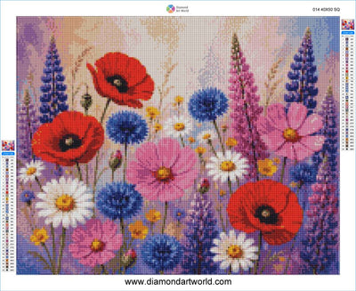 Meadow Flowers - Diamond Art Layout