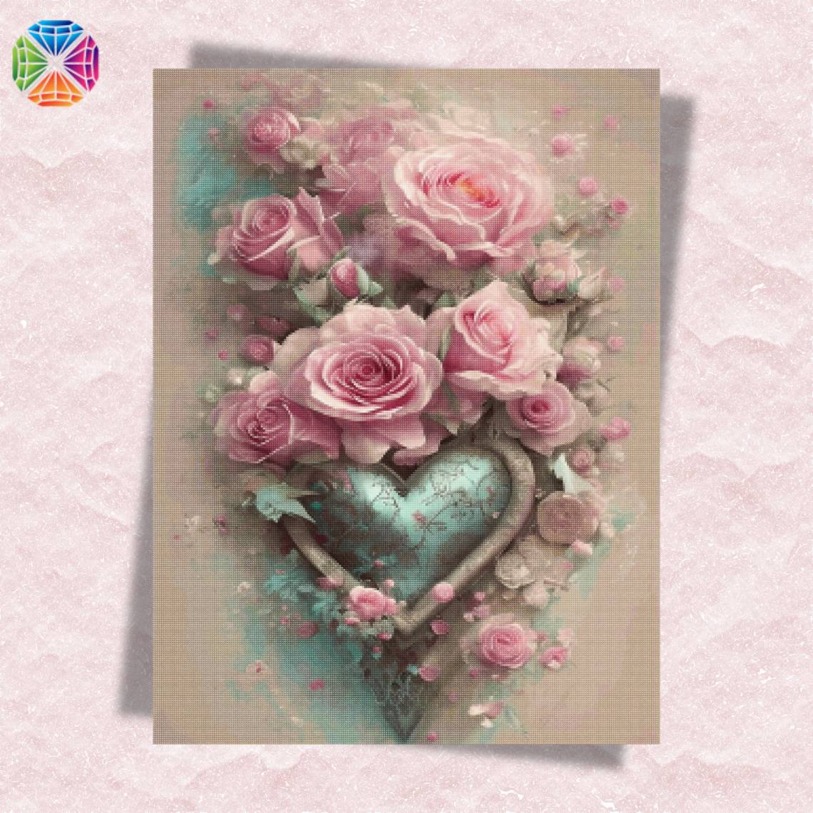 Metal Heart Entwined in Roses - Diamond Painting