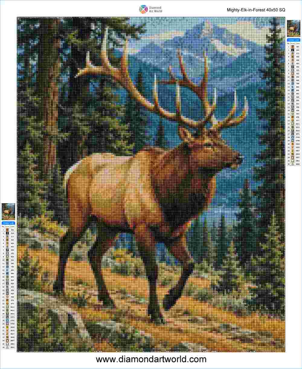 Mighty Elk in Forest - Diamond Painting Layout