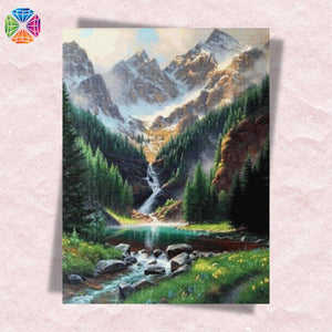 Mountains Waterfall Valley - Diamond Painting