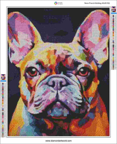 Neon French Bulldog - Diamond Painting Layout