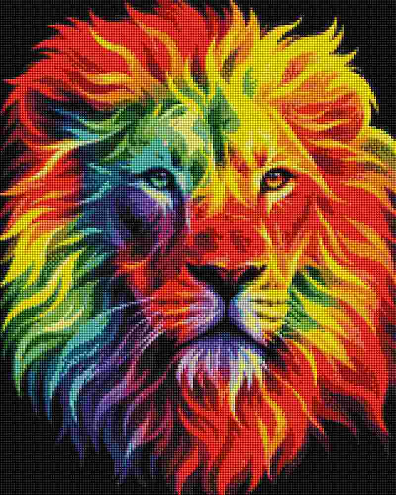 Neon Smoke Lion - Diamond Art