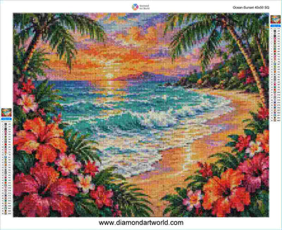 Ocean Sunset - Diamond Painting Layout