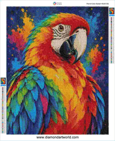 Parrot Color Splash - Diamond Painting Layout