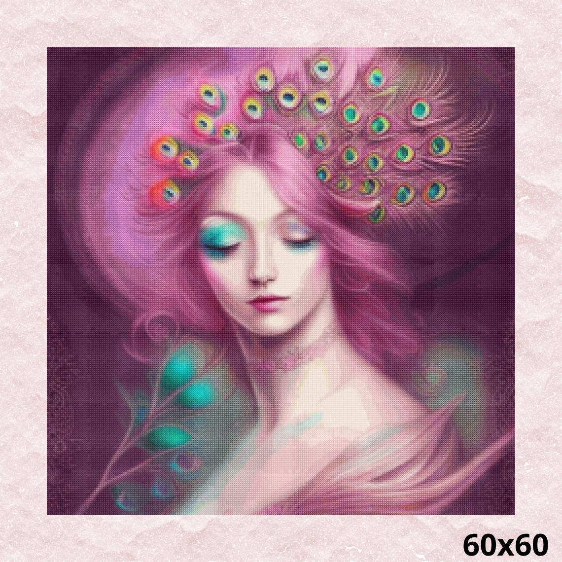 Peacock Princess in Dreams 60x60 - Diamond Painting