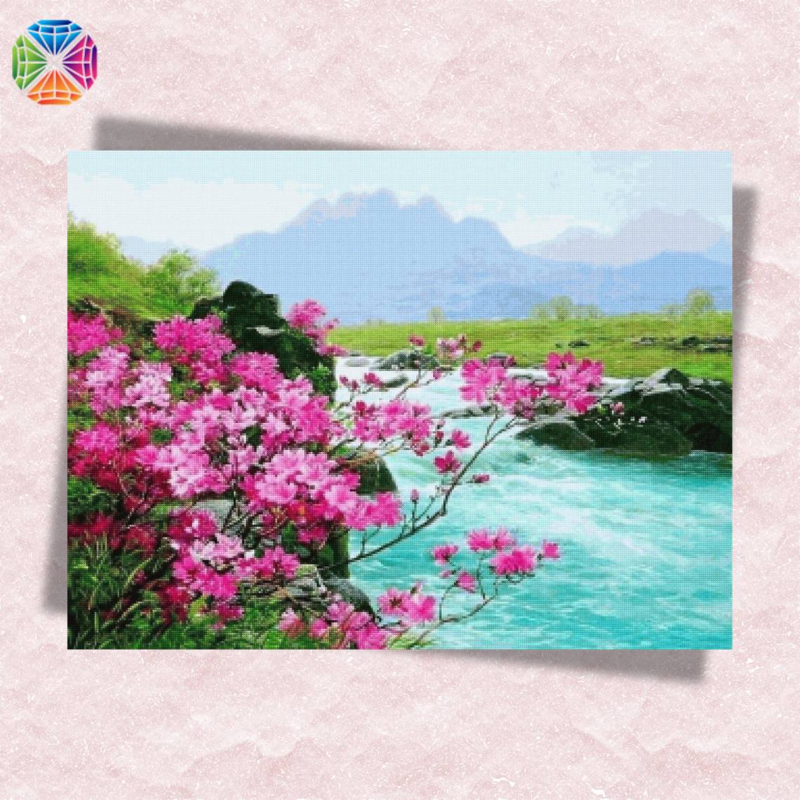 Pink Flowers River - Diamond Painting