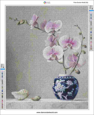 Pink Orchid - Diamond Painting Layout