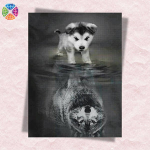 Puppy Reflection - Diamond Painting