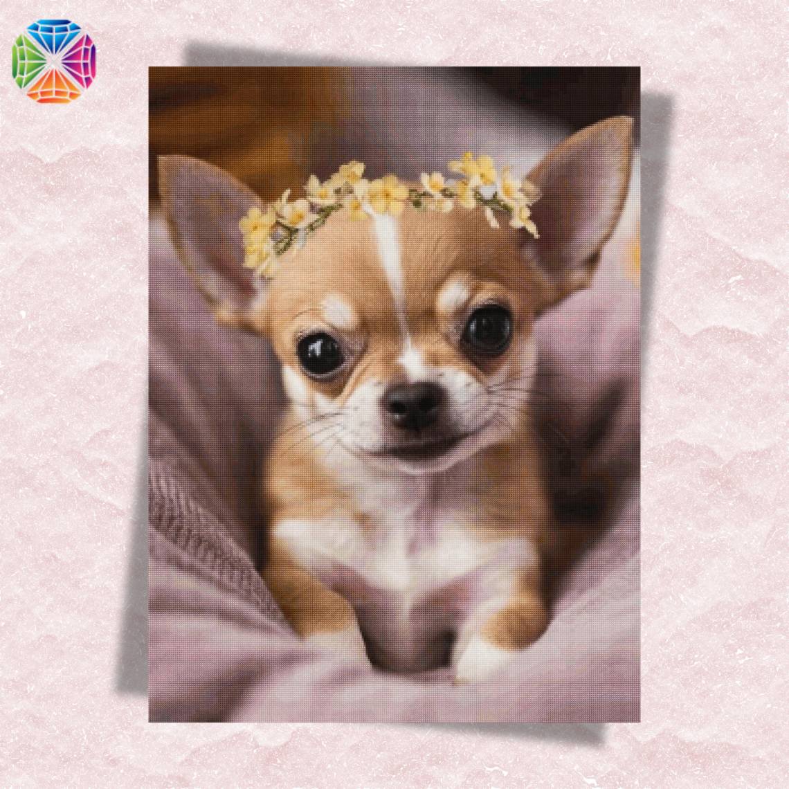 Puppy with Flower Crown - Diamond Painting